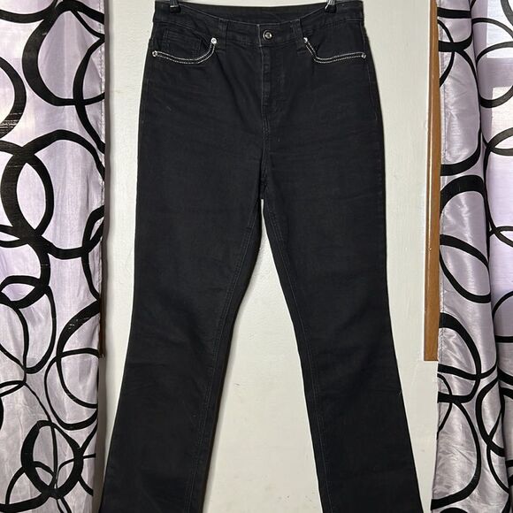 Christopher & Banks size 4 black sequin embellished denim jeans - Picture 2 of 14